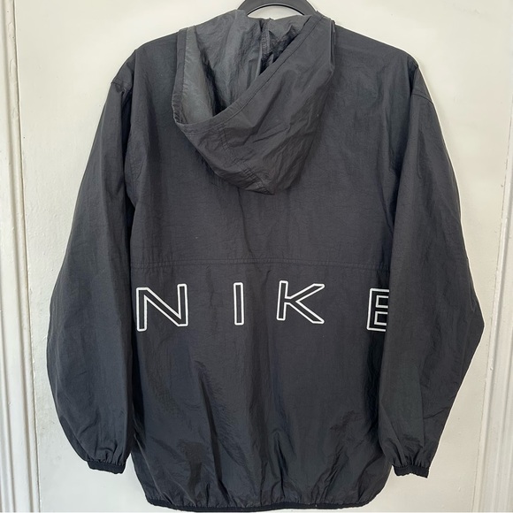 Nike Vintage 90s Black Full Zip Windbreaker Back Spellout Women’s Size Small - Picture 1 of 7